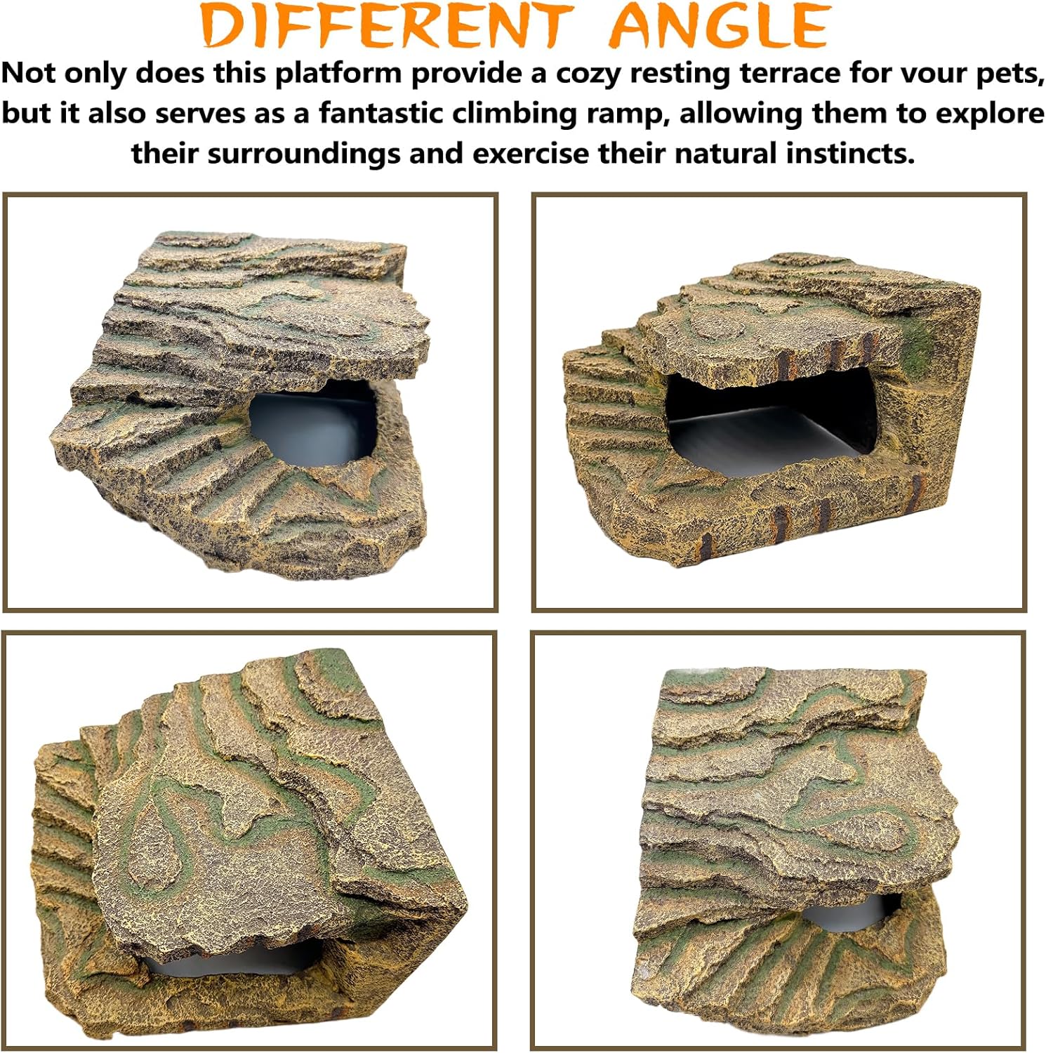 kathson Turtles Basking Platform,Large Tortoise Resting Terrace Climbing Ramp,Reptile Hiding Cave Hideouts,Resin Dock Tank Decorations for Aquatic Turtles Newts Salamanders Lizard Frogs - Pet Explorer