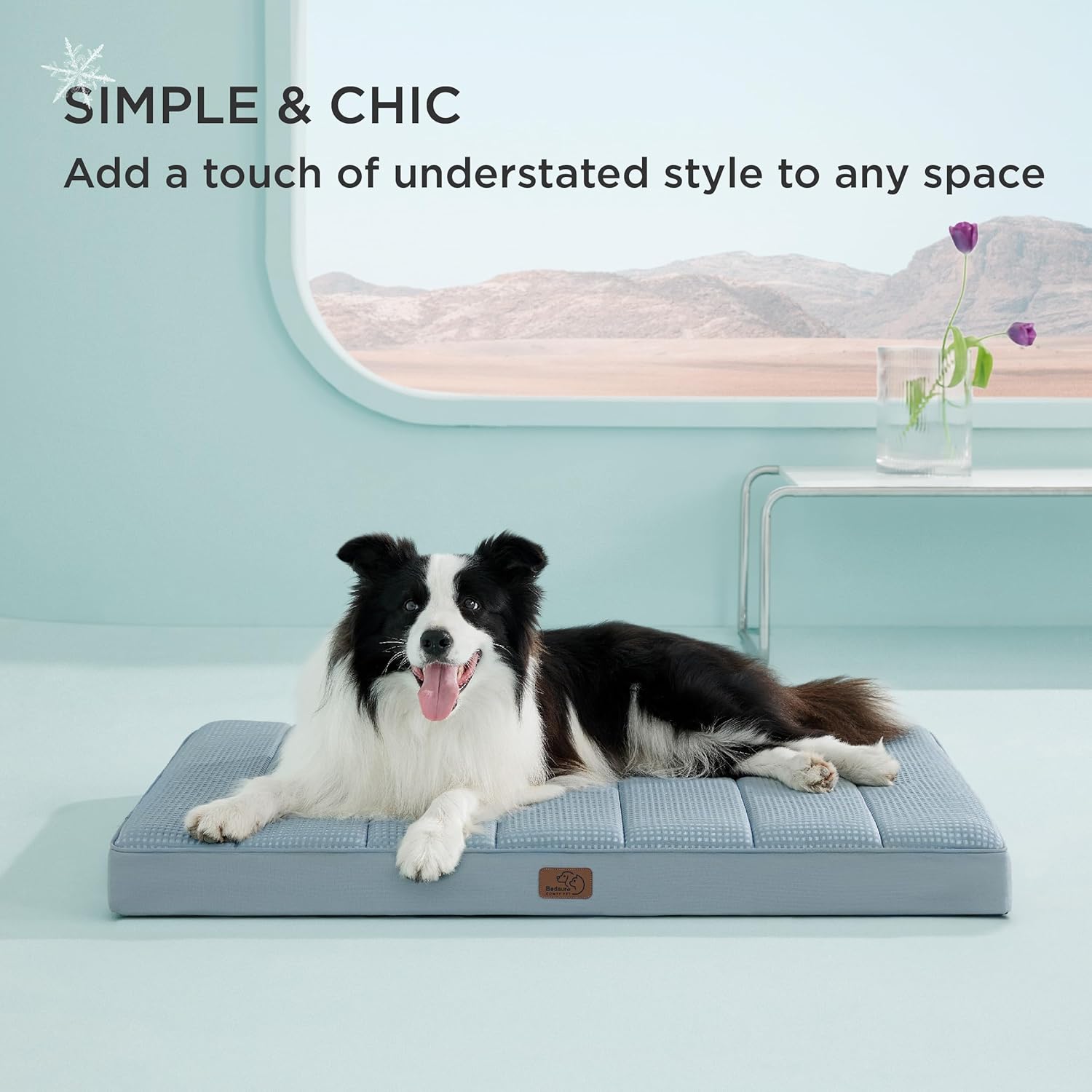 Bedsure Cooling Dog Bed for Crate - Large Orthopedic Flat Puppy Beds with Removable Washable Cover, Egg Crate Foam Pet Mat, Suitable for Pet Up to 50 lbs - Pet Explorer