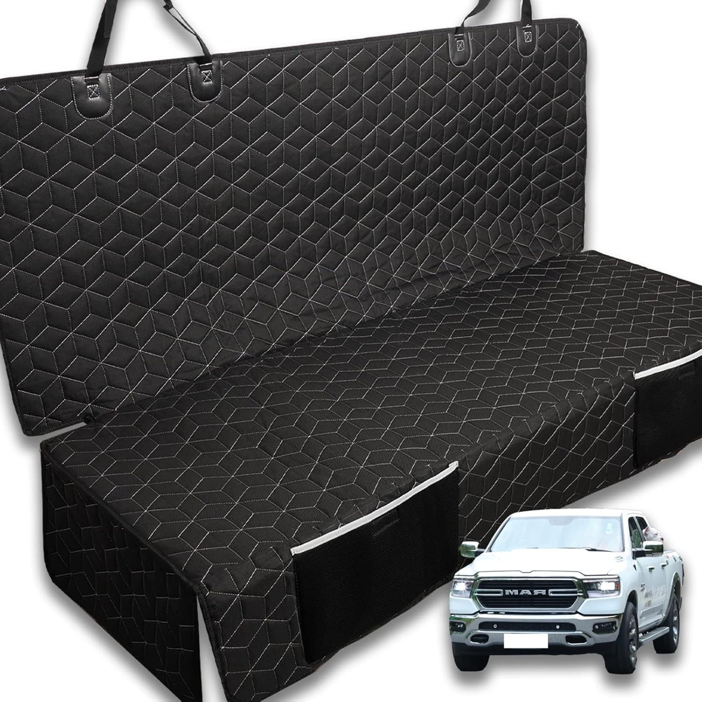 Dog Car Seat Covers for Back Seat,Waterproof Pet Bench Seat Covers for Trucks Ford f150/Ram1500/Nissan Frontier/Toyota Tacoma/GMC Canyon/Silverado Scratch Nonslip Truck Seat Cover for Dogs - Pet Explorer