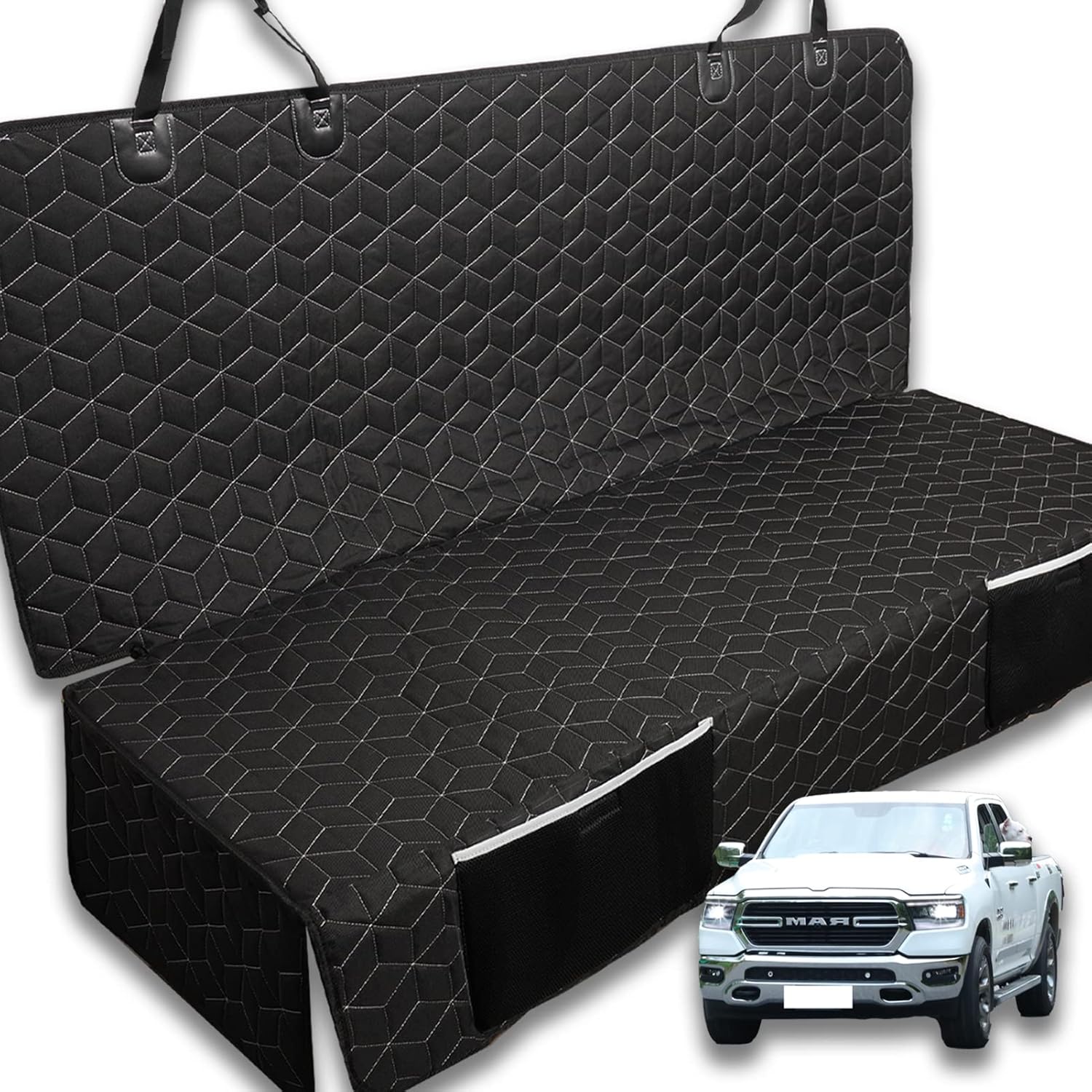 Dog Car Seat Covers for Back Seat,Waterproof Pet Bench Seat Covers for Trucks Ford f150/Ram1500/Nissan Frontier/Toyota Tacoma/GMC Canyon/Silverado Scratch Nonslip Truck Seat Cover for Dogs - Pet Explorer