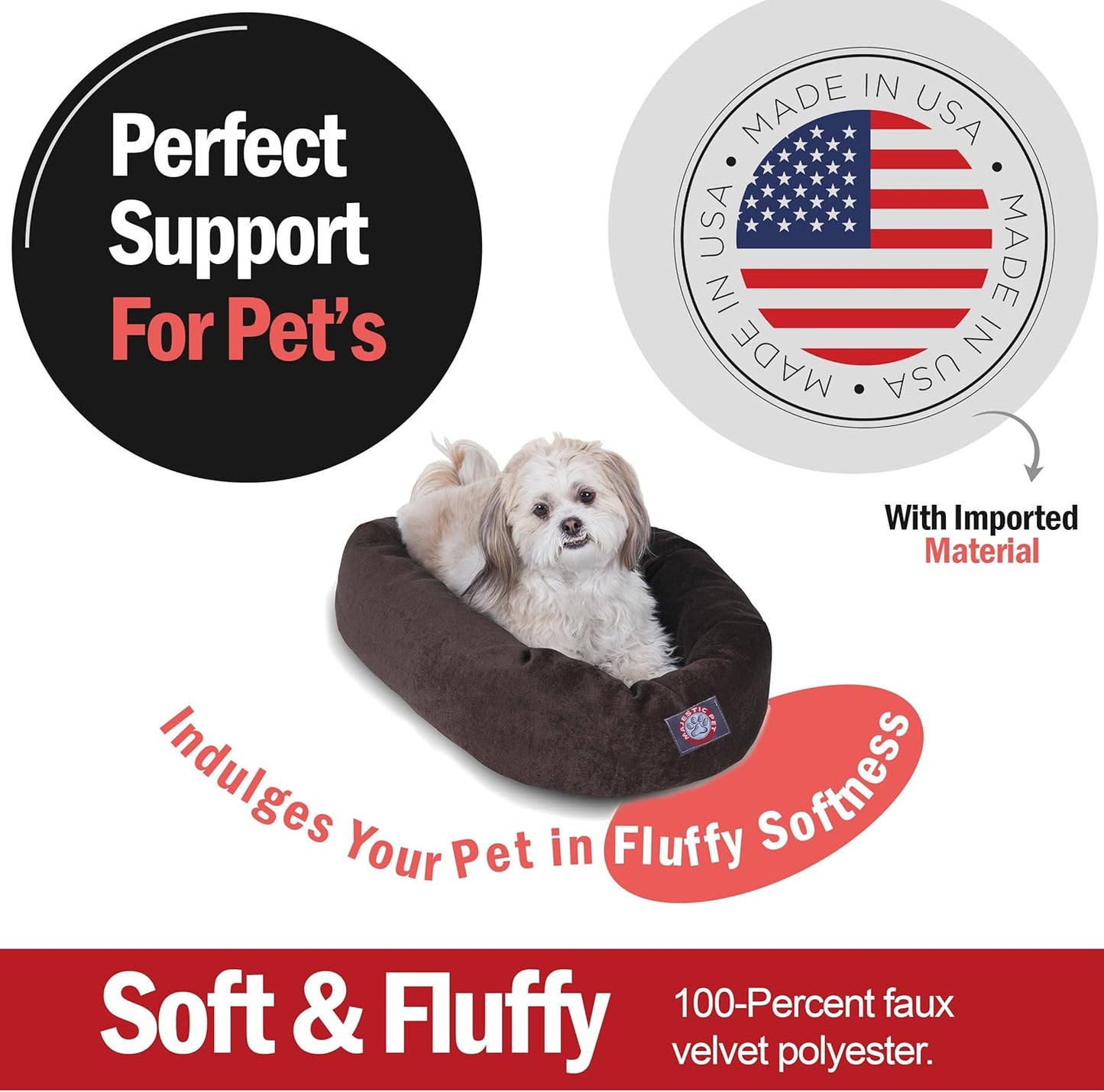 Majestic Pet 24 Inch Micro Velvet Calming Dog Bed Washable 24x19x7 (inch) – Cozy Soft Round Donut Dog Bed with Spine for Head Support - Pet Bed Small - Storm (2025) - Pet Explorer