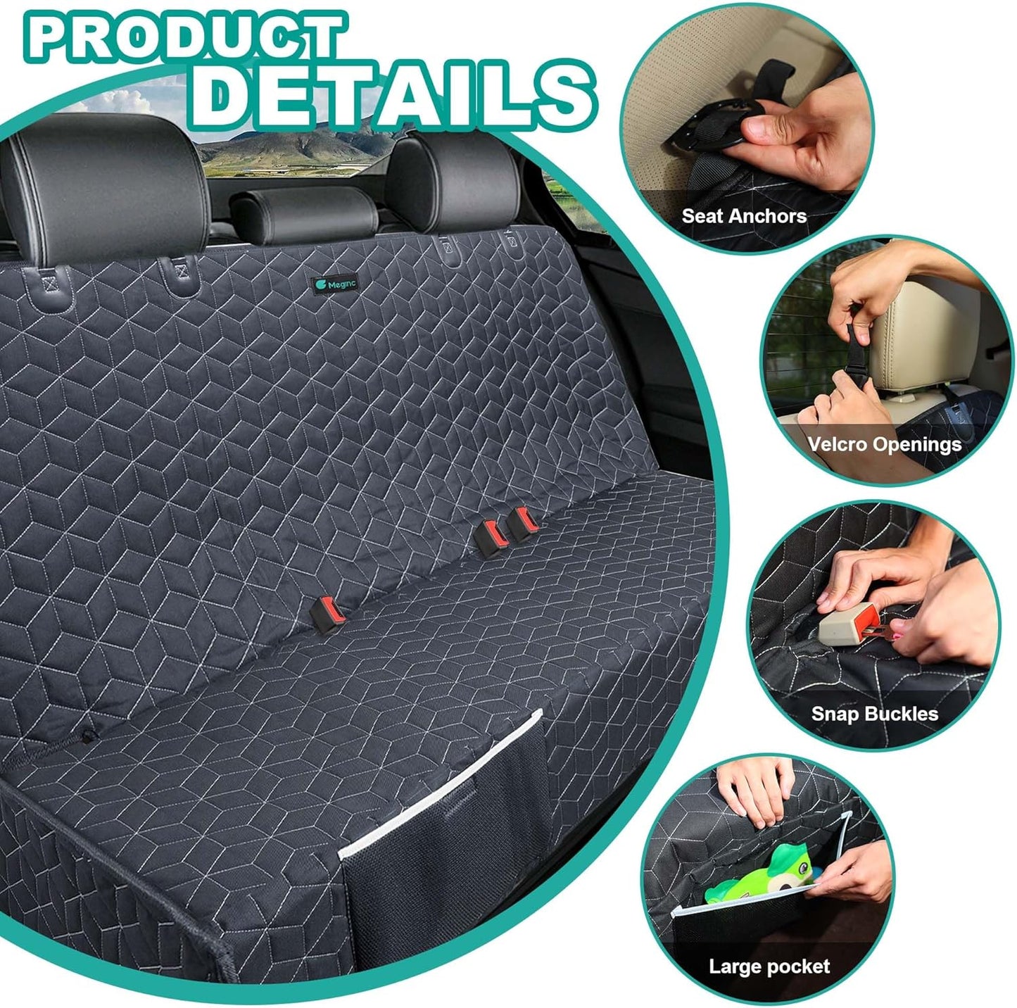 Dog Car Seat Covers for Back Seat,Waterproof Pet Bench Seat Covers for Trucks Ford f150/Ram1500/Nissan Frontier/Toyota Tacoma/GMC Canyon/Silverado Scratch Nonslip Truck Seat Cover for Dogs - Pet Explorer