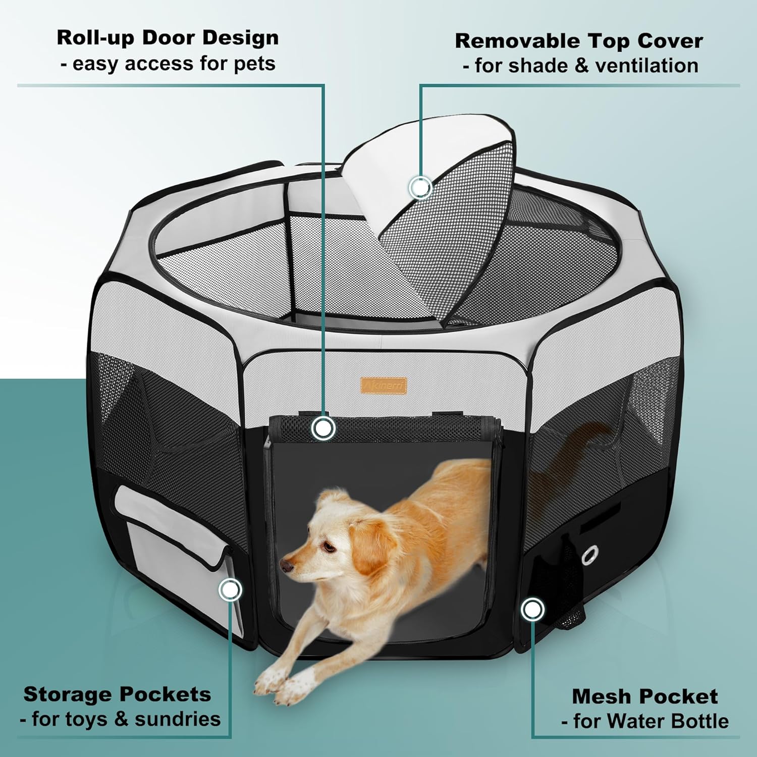 Dog Playpen, Portable Pet Play Pen for Cat, Puppies, Rabbits, Chickens, Foldable Large-Capacity Pet Tent for Indoor/Outdoor Travel Camping - Pet Explorer