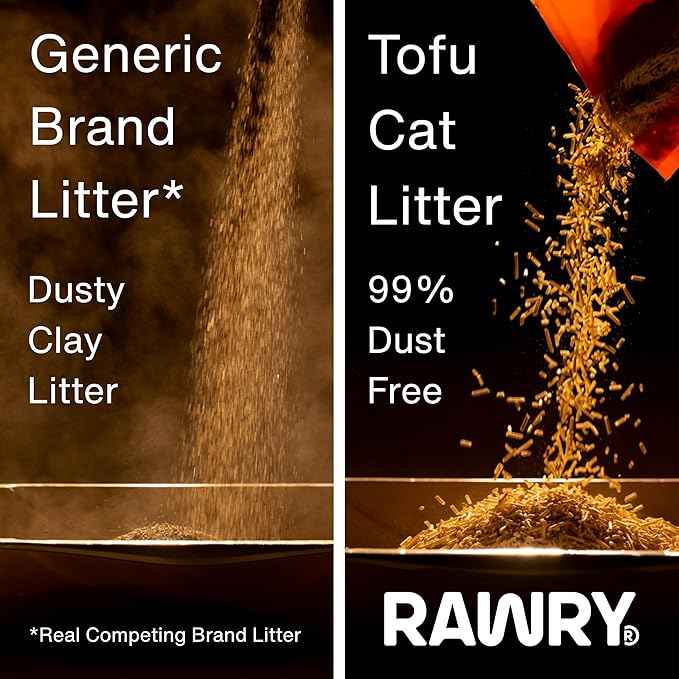 RAWRY Tofu Cat Litter | Clumping, Dust-Free, Unscented, Natural Compostable & Flushable Kitty Litter for Odor Control | 3 Month Supply: 23.1lb