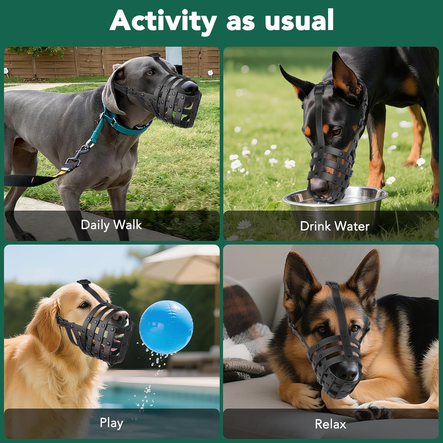 Mayerzon Dog Muzzle for Medium Large Dogs, Humane Basket Muzzle, Soft & Lightweight & Adjustable | Anti Biting Chewing Eating, Suits Training Walks Grooming Vet Visits, Drink & Pant Easily (Black, L) - Pet Explorer
