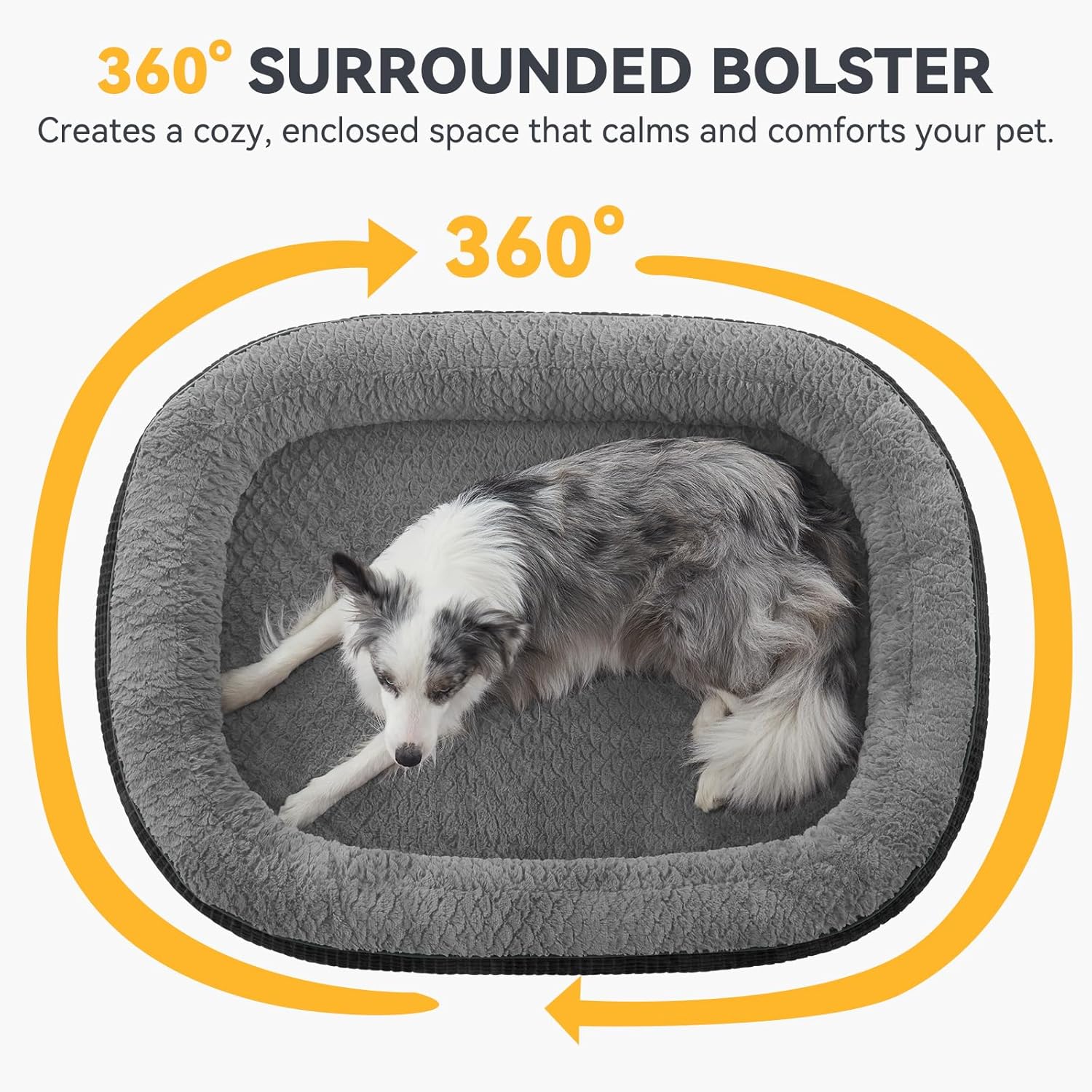 JOEJOY Orthopedic Dog Beds Large Sized Dog, Egg-Crate Memory Foam Pet Couch Bed with Bolster Sides, Waterproof Lining, Removable Washable Cover & Non-Slip Bottom, Black - Pet Explorer