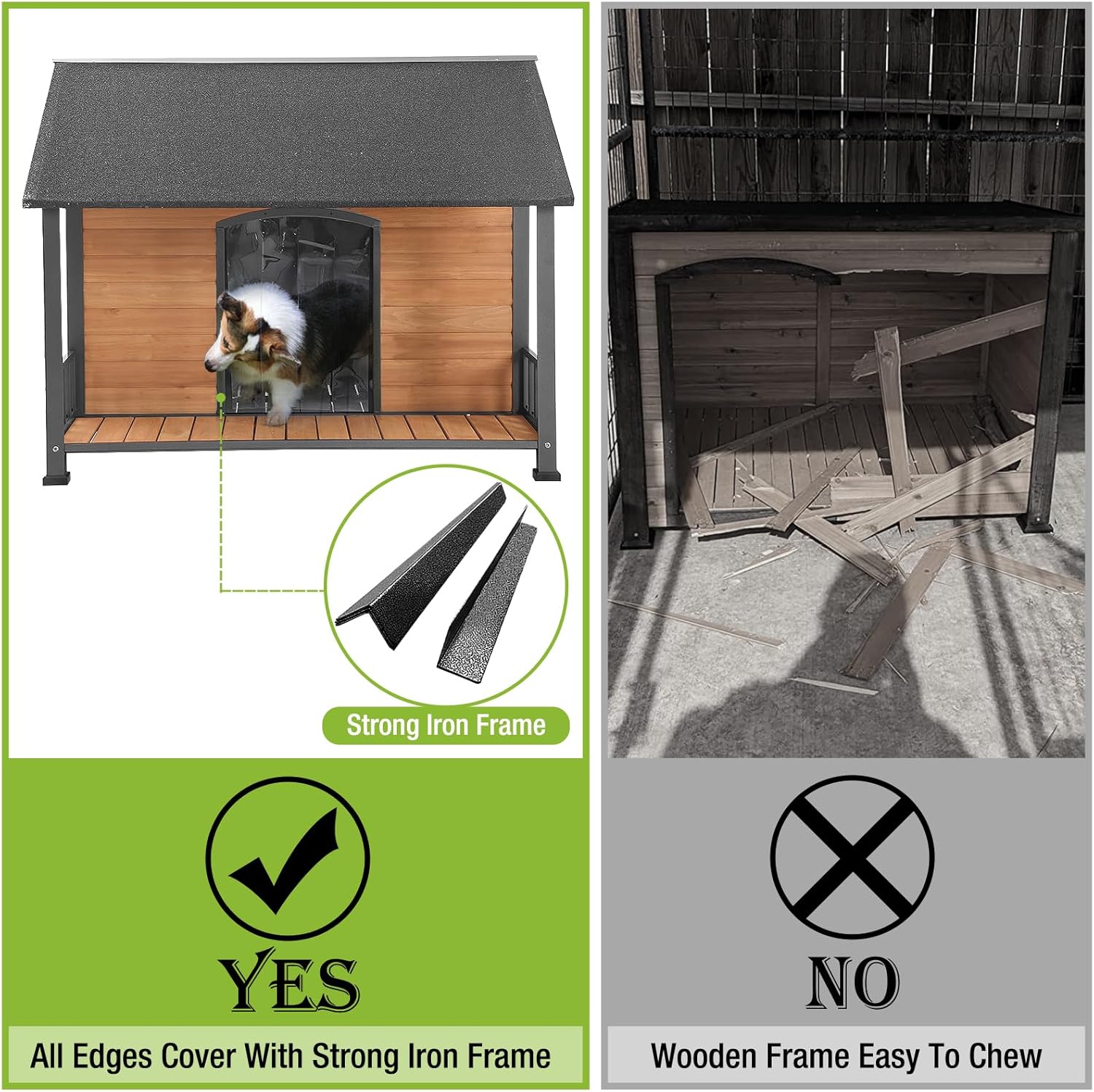 Gutinneen Large Dog House Outdoor Dog Kennel with All-Around Iron Frame Dog Cage Perfect for Small & Medium & Large Dogs,Roomy - Pet Explorer