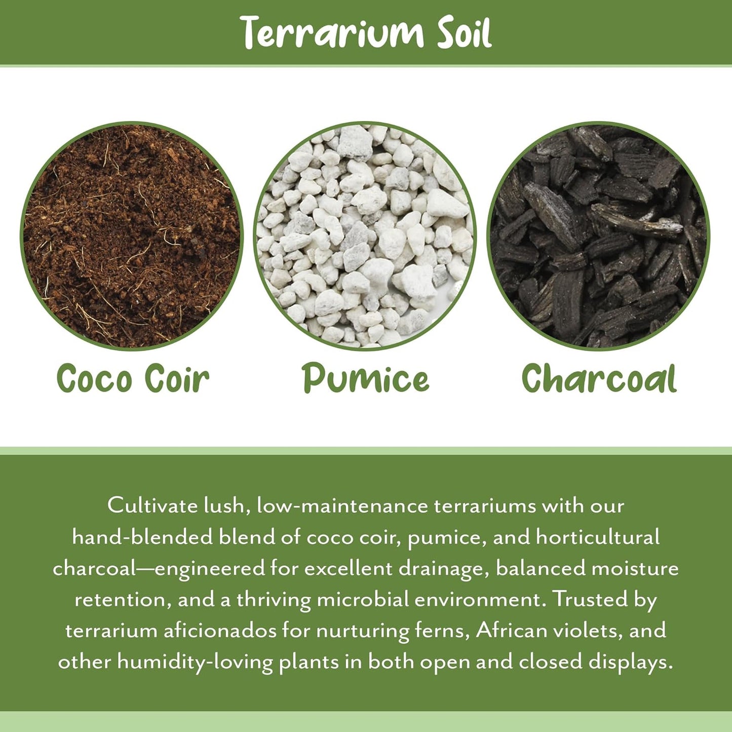 Terrarium Potting Soil Mix (4 Quarts), w/Blended Filtering Charcoal Custom Made for Terrariums - Pet Explorer