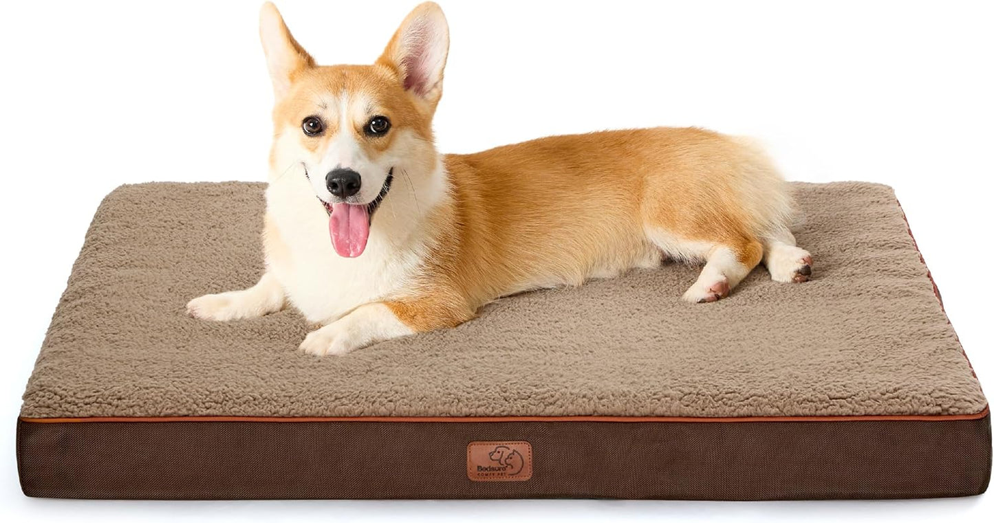Bedsure Large Dog Bed for Crate - Orthopedic Flat Pet Beds with Removable Washable Cover, Egg Crate Foam Crate Mat, Suitable for Pet Up to 50 lbs - Pet Explorer