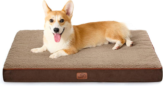 Bedsure Large Dog Bed for Crate - Orthopedic Flat Pet Beds with Removable Washable Cover, Egg Crate Foam Crate Mat, Suitable for Pet Up to 50 lbs - Pet Explorer