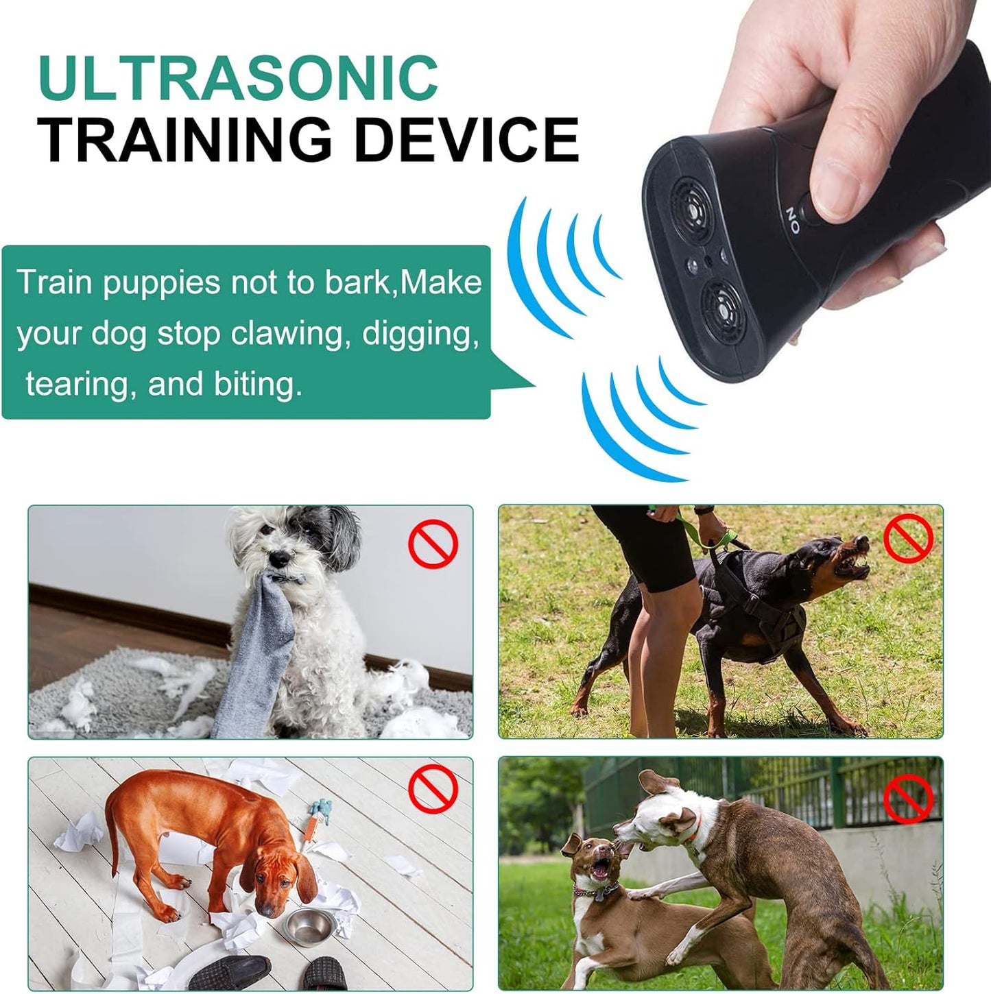 Dog Barking Control Devices,Anti Barking Device,Ultrasonic Dog Barking Control Devices & Training Tool,3 in 1 Bark Control Tool,Correct Poor Behavior, Indoor &Outdoor - Pet Explorer