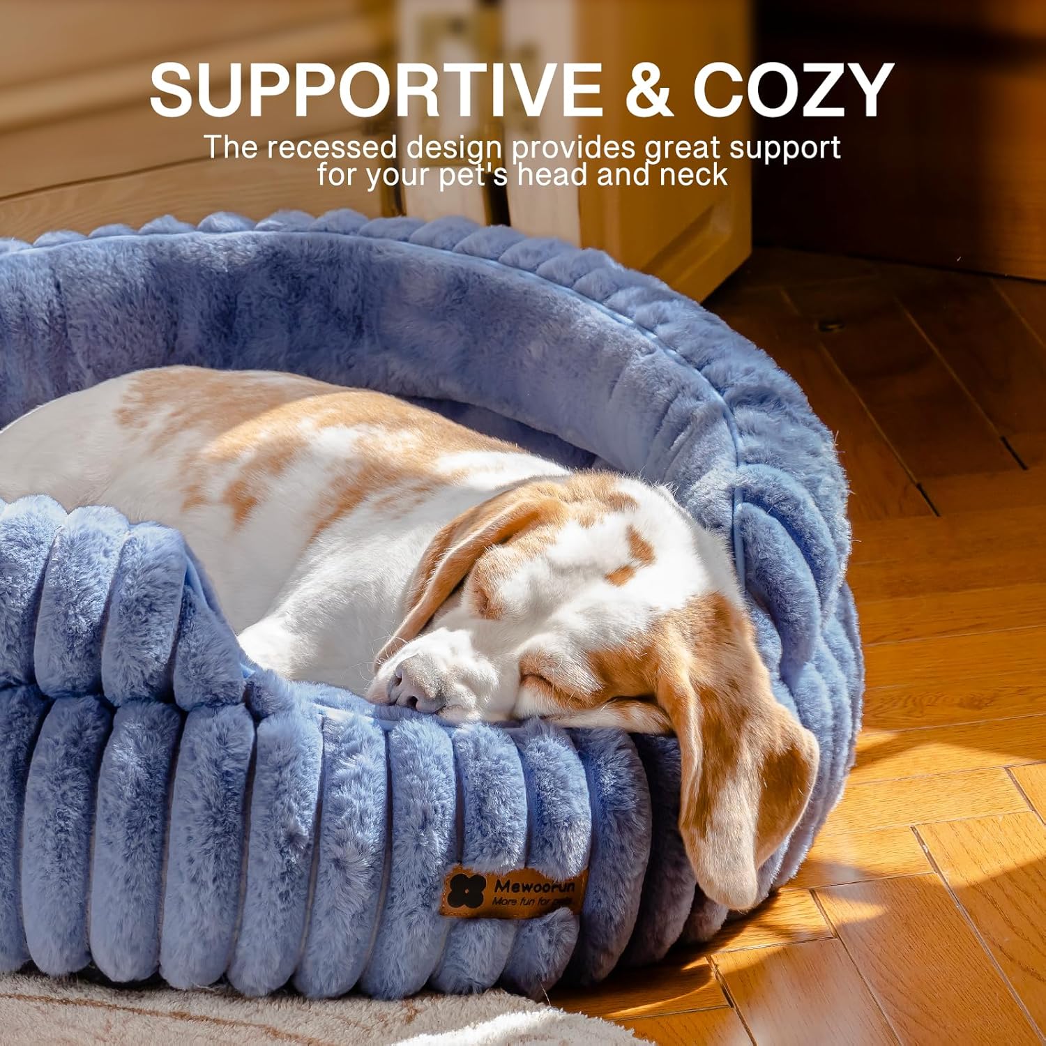 MEWOOFUN Dog Bed for Medium Dogs, Washable Large Cat Beds for Indoor Cats, Donut Pet Bed for Dogs and Cats with Anti-Slip Bottom (Blue, 27"x27"x10") - Pet Explorer