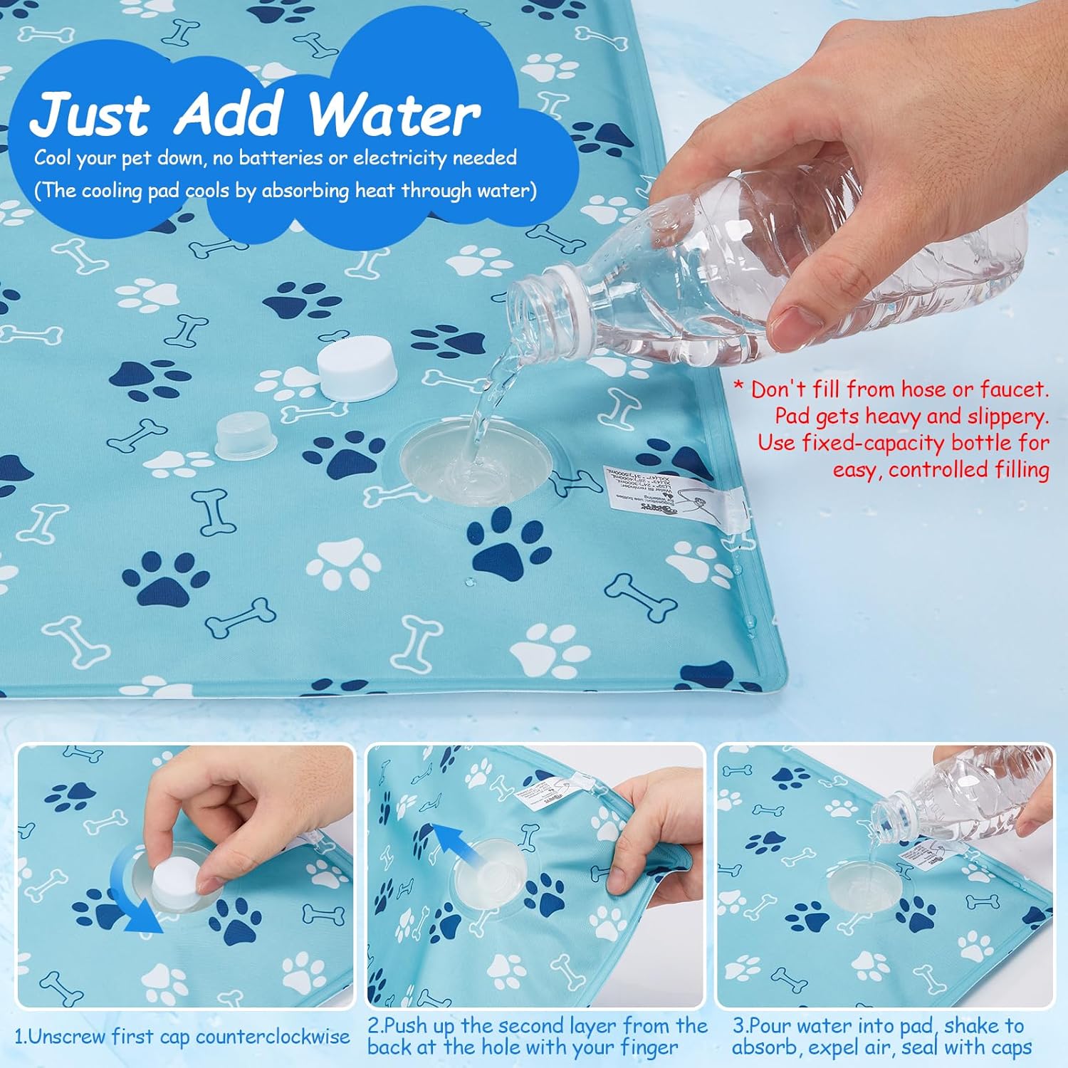 Ownpets Dog Cooling Mat, XX-Large 47 x 31 Inch Thick and Waterproof Cooling Pad for Summer, Water-Filled Pet Mat for Large Dogs, Leakproof Design for Crate, Bed, Sofa, Floor and Car Seat - Pet Explorer