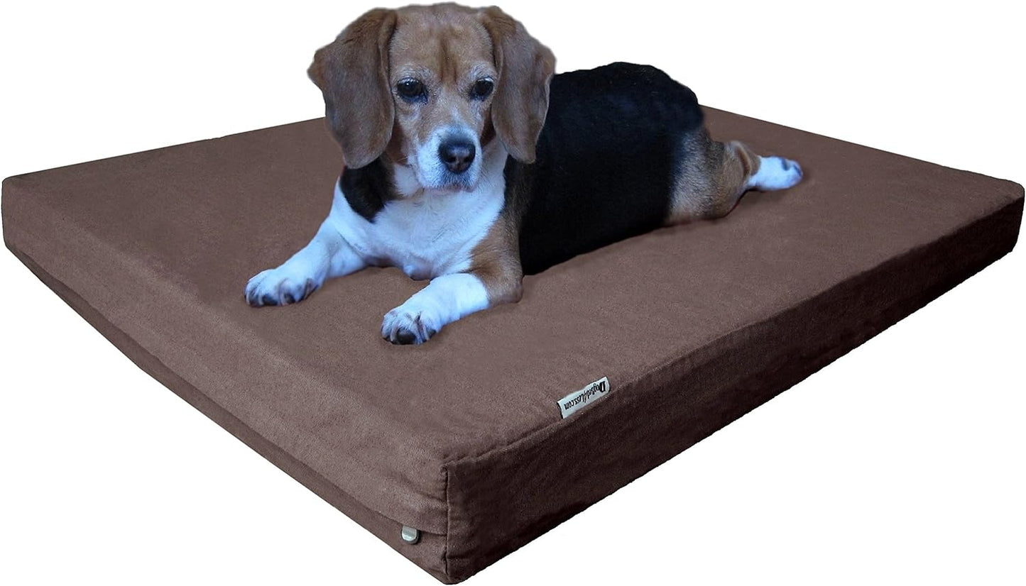 Dogbed4less Large Orthopedic Memory Foam Dog Bed for Medium to Large Dogs with Durable Waterproof Internal Case, Removable Washable Denim Cover + Bonus Pet Bed Case, 41X27X4 Fit 42X28 Dog Crate, Brown - Pet Explorer