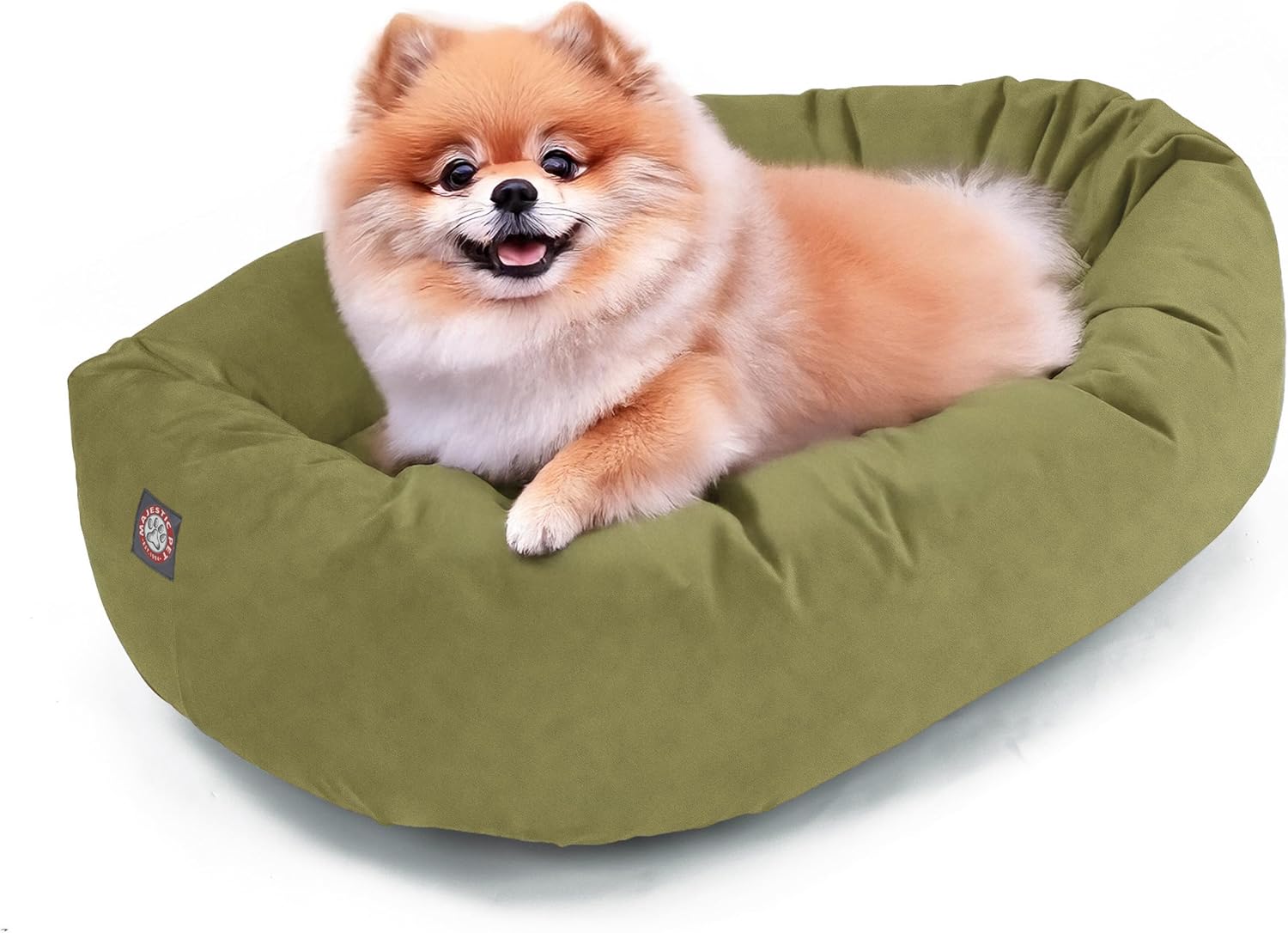 Majestic Pet 24 Inch Suede Shredded Memory Foam Mix Calming Small Dog Bed Washable 24 x 19 x 7 (Inch) - Cozy Soft Round Donut Dog Bed with Spine for Head Support - Pet Bed Sage - Pet Explorer