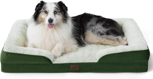 Bedsure XL Orthopedic Dog Bed for Extra Large Dogs - Washable XLarge Dog Cat Bed Waterproof, Comfort Dogs Couch Sofa with Washable Removable Cover, Pet Bed with Nonskid Bottom, Plush-Green, 42" - Pet Explorer