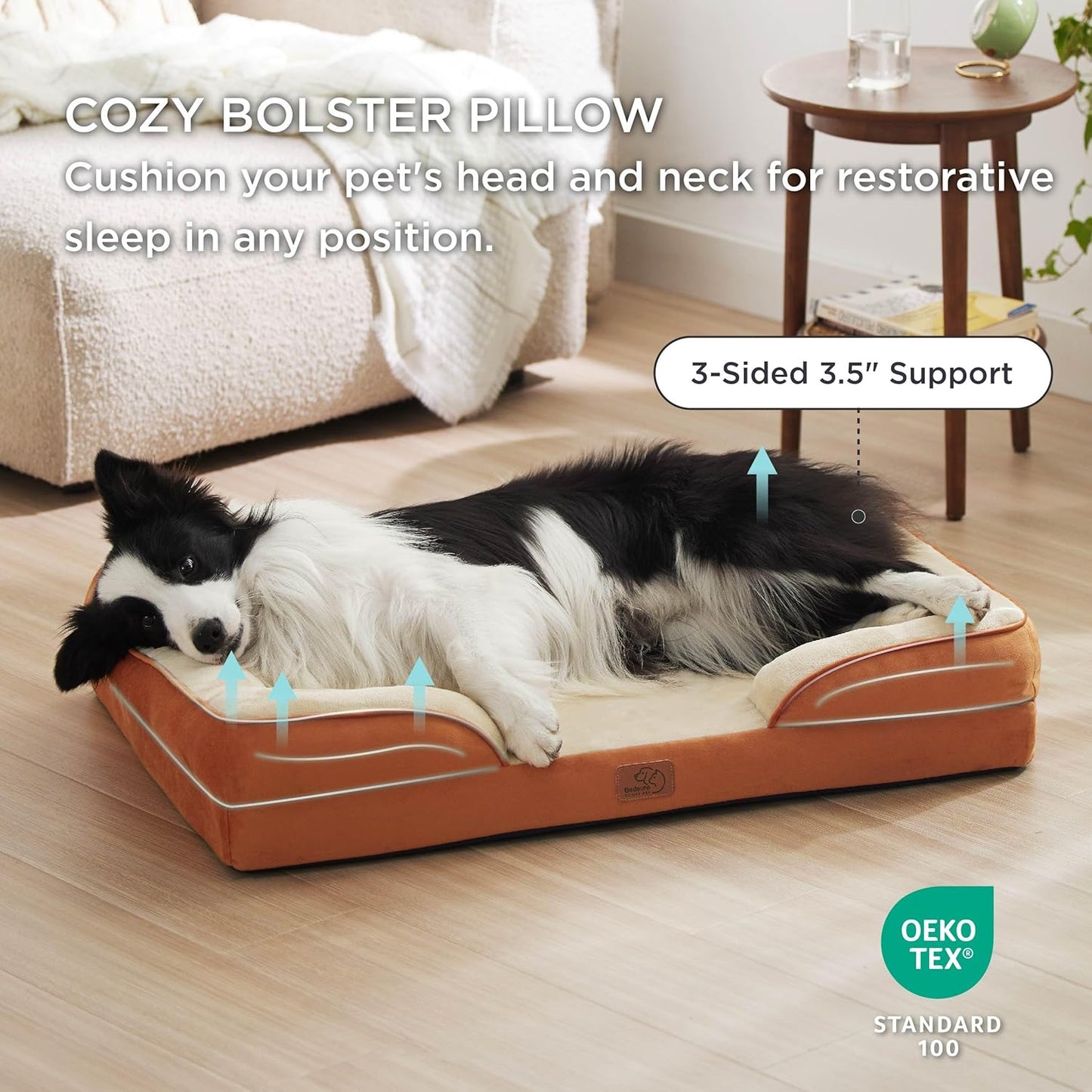 Bedsure Orthopedic Dog Beds Large Sized Dog - Washable Large Dog Cat Bed Waterproof, Comfort Dogs Couch Sofa with Washable Removable Cover, Pet Bed with Nonskid Bottom, Ember Clay, 35" - Pet Explorer