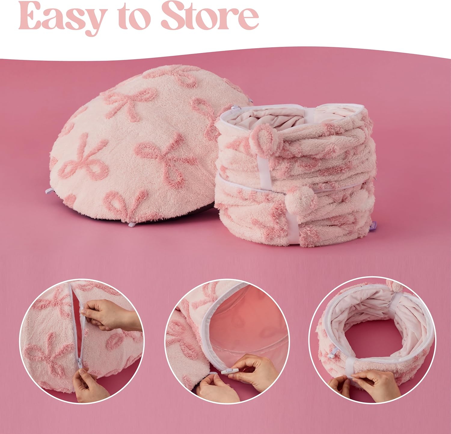 Lesure Cat Tunnel Bed for Indoor Cats - Cute Cat Donut Tunnel Toys with Washable Circle Cushion, Round Pet Peekaboo Cave Toy for Kitten/Puppy/Rabbit, Standard Pink Taffy - Pet Explorer