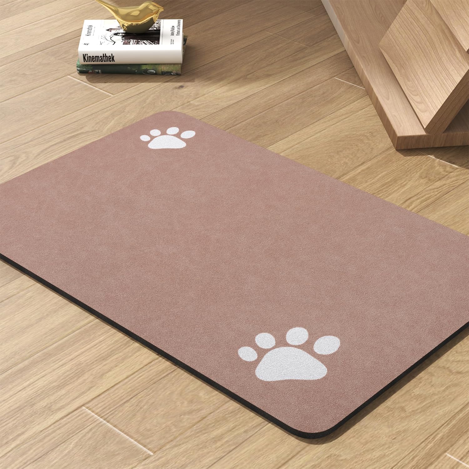 Pet Feeding Mat-Absorbent Dog Mat for Food and Water Bowl-No Stains Quick Dry Water Dispenser Mat-Dog Accessories Pet Supplies-Bowl for Messy Drinkers（Dusty Pink,17"x34" - Pet Explorer