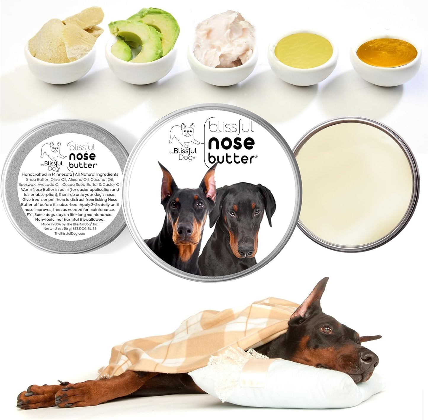 The Blissful Dog Doberman Pinscher Unscented Nose Butter, 16oz - Pet Explorer