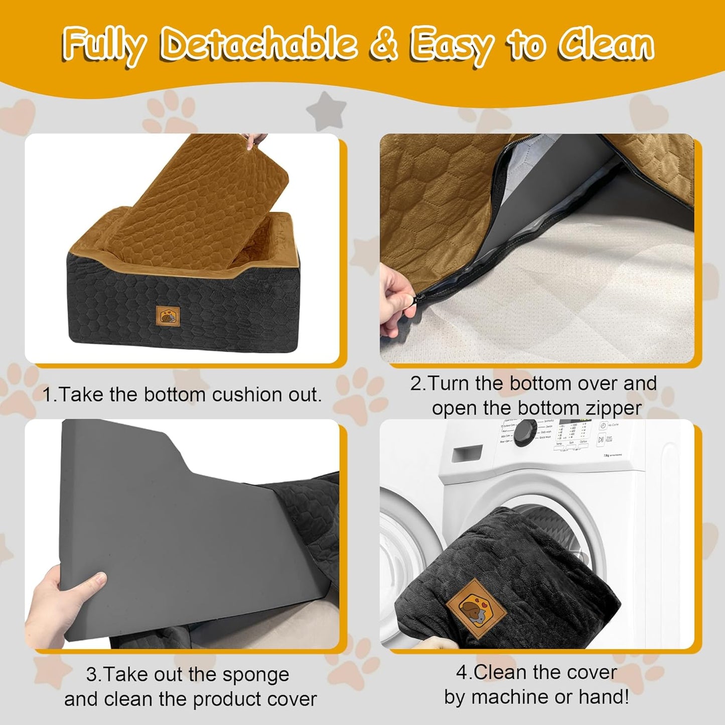 Dog Car Seat for Small/Medium Dogs, Memory Foam Dog Booster Seat, Travel Safety Per Car Seat with Washable Removable Cover, Storage Pockets for Dogs up to 35 lbs(BlackBrown) - Pet Explorer