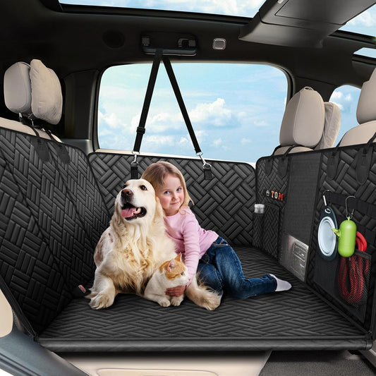 Kohree Dog Car Seat Cover for Back Seat Hard Bottom - Upgraded Reinforced PP Broads, Heavy Duty 900D Oxford Fabric, Nonslip Anti-Scratch Pet Car Seat Cover Dogs Extender Hammock for Car Truck SUV - Pet Explorer