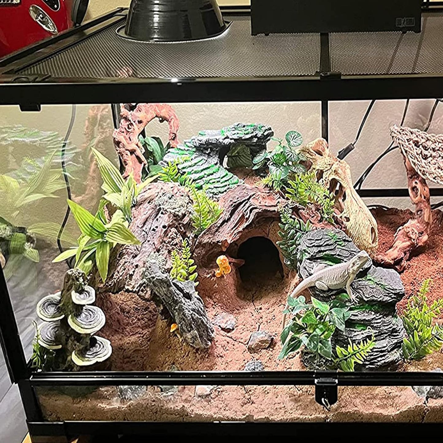 Resin Turtle Basking Platform,Turtles Rock Dock Climbing Ramp Cave Hideout Decor Reptile Terrariums Resting Terrace Stone Habitat Decoration for Small Lizards, Frogs, Snakes,Chameleon - Pet Explorer