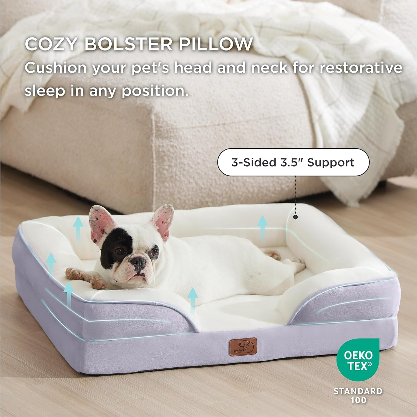 Bedsure Orthopedic Dog Bed Medium Size Dogs - Washable Medium Dog Cat Bed Waterproof, Comfort Pet Couch Sofa with Washable Removable Cover, Pets Bed with Nonskid Bottom, Lavender, 28" - Pet Explorer