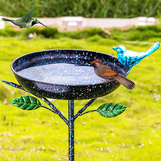 Bird Baths for Outdoors, 41 Inch Tall Birdbath with Stake, Metal Bird Baths & Feeder with 9.4" Bowl & Decorative Cast Iron Bird for Outside Garden Yard Decor