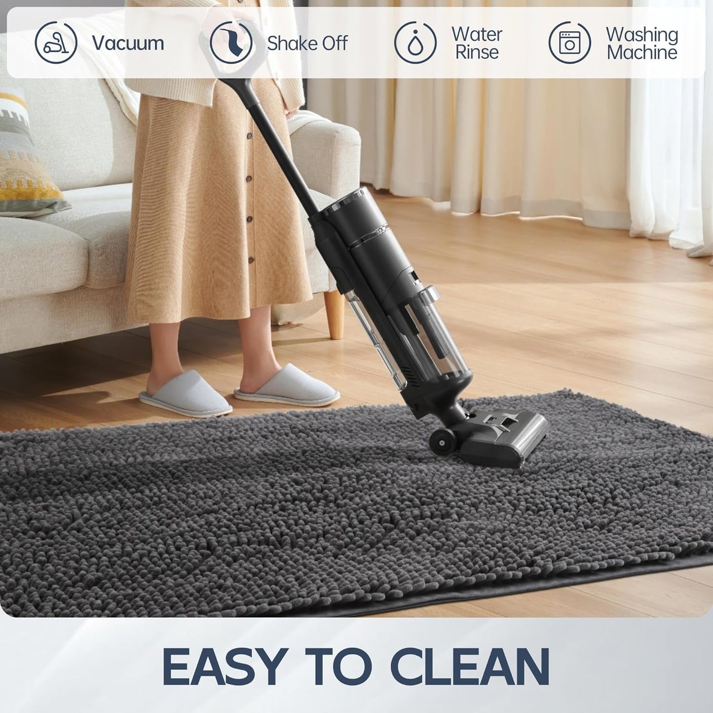 Dog Door Mat for Muddy Paws, 60" x 36" Chenille Absorbent Front Door Mat Inside, Large Runner Mud Mat for Dogs, Trap Dirt Washable Non Slip Outdoor Indoor Entrance Doormats, Grey - Pet Explorer