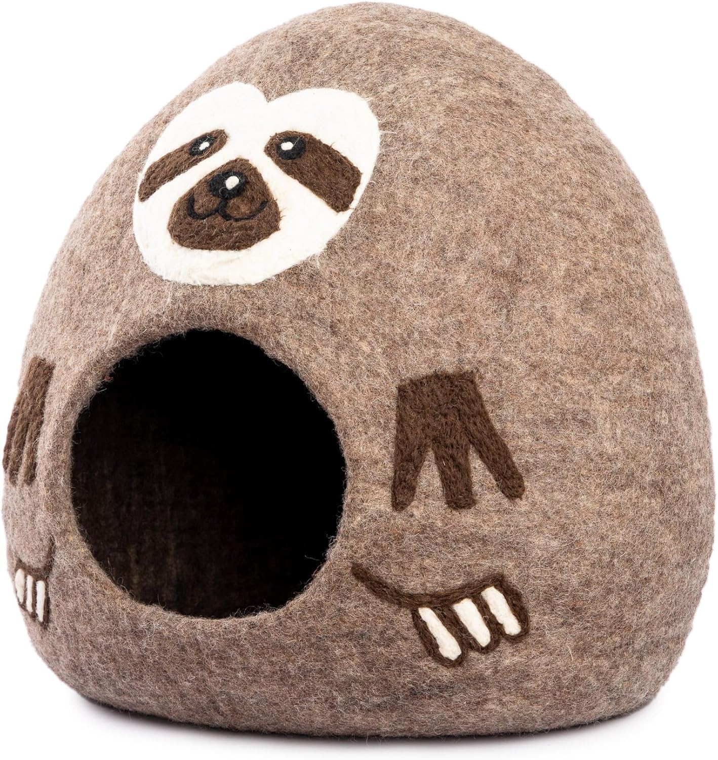 Luxurious Eco-Friendly Merino Wool Cat Cave Bed Sloth - Foldable Hideaway Pod for Indoor Cats - Premium Felt Kitten Beds - Covered Cat House for Ultimate Cozy Comfort by Woolygon - Pet Explorer