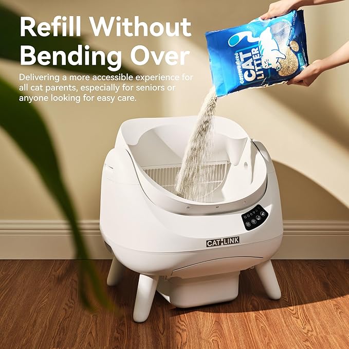 CATLINK Open-X Automatic Litter Box 5G & 2.4G WiFi, Self Cleaning Cat Litter Box for Single-Cat Household, Health Monitor, AI Waste Analysis, Safety Sensors, APP, Odor Free - Grey, X-Large (1 Cat)