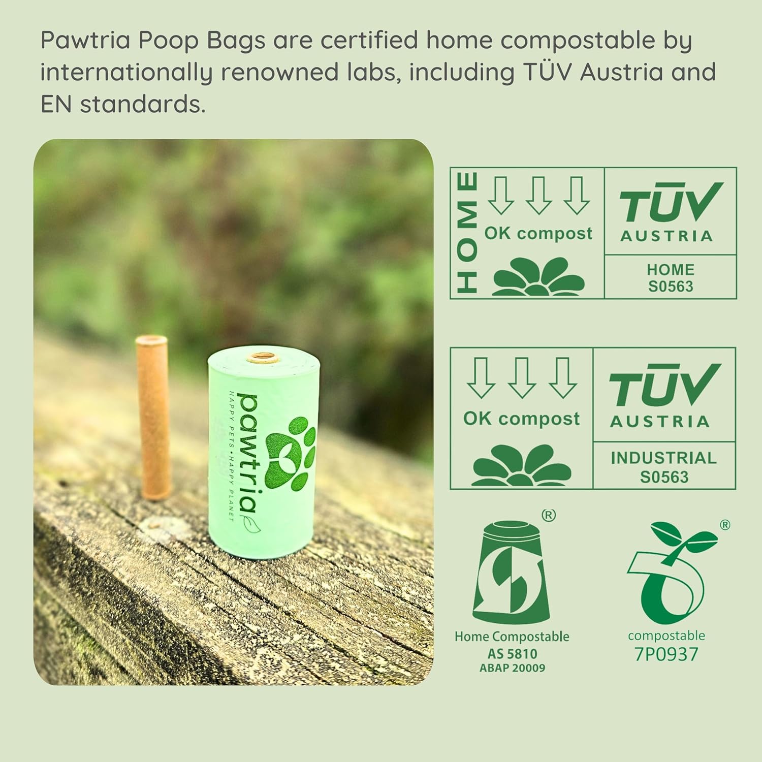 Pawtria Eco Duo Set: Home Compostable Dog Poop Bags (120) + Premium Silicone Dog Poop Bag Dispenser (3.25"H X 2.75"L), BPA-Free, Leak-Proof, Biodegradable, Zero Waste, Supports Rescue Dogs - Pet Explorer