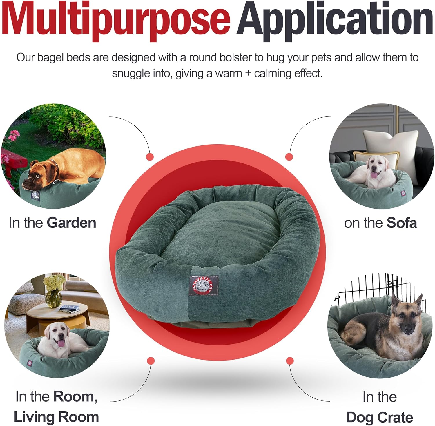 Majestic Pet 24 Inch Micro Velvet Calming Dog Bed Washable 24x19x7 (inch) – Cozy Soft Round Donut Dog Bed with Spine for Head Support - Pet Bed Small – Azure (2025) - Pet Explorer