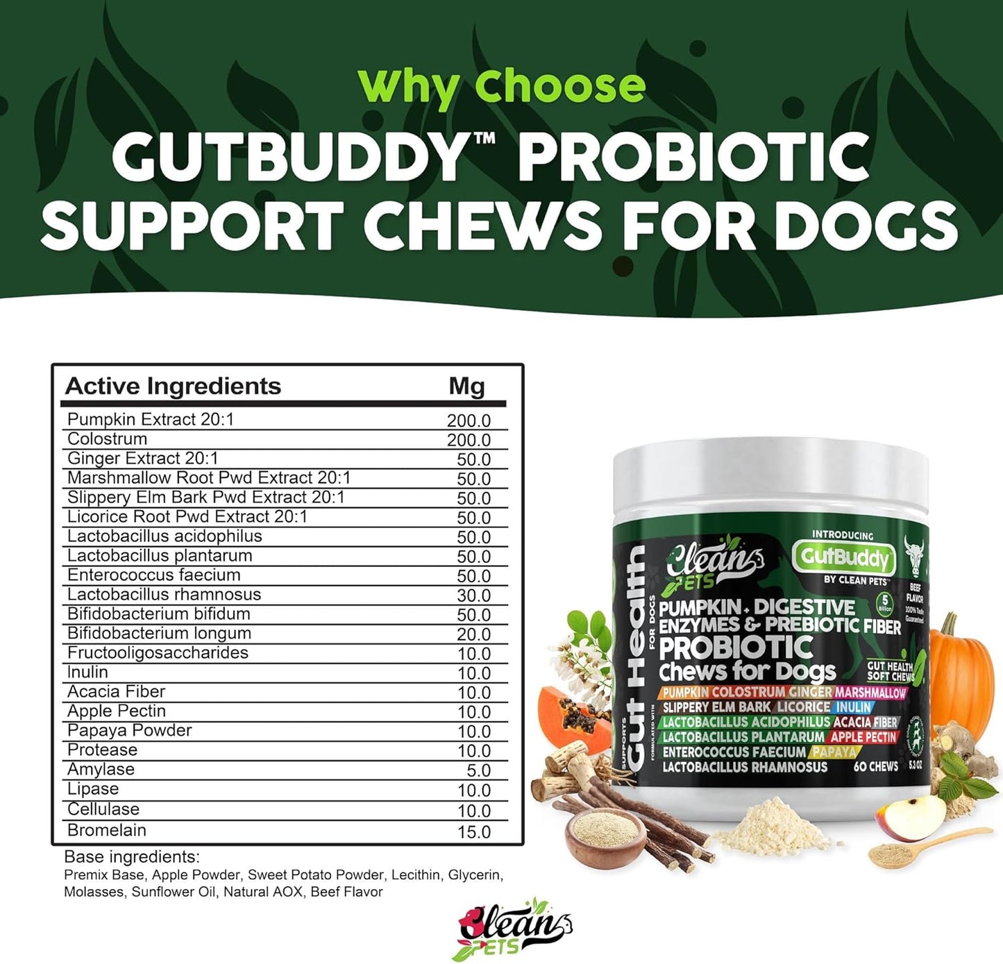 Probiotics for Dogs with Pumpkin, Colostrum, Digestive Enzymes, Ginger, Slippery Elm, Licorice, Inulin Fiber & More | Beef Flavor Soft Chews for Gut Health and Digestion Dog Supplement - Pet Explorer
