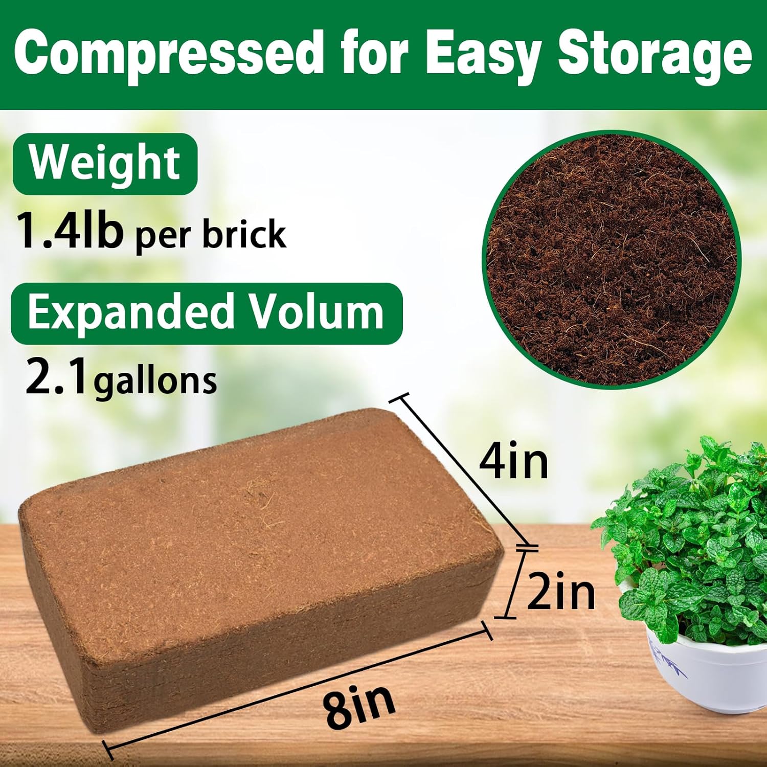 ZeeDix 6 Pcs Coco Coir Brick for Plants, 100% Organic Coconut Coir Bricks with Low EC and pH Balance, Compressed Coconut Husk Bricks for Gardening, Planting, Organic Potting Soil, High Water Retention - Pet Explorer