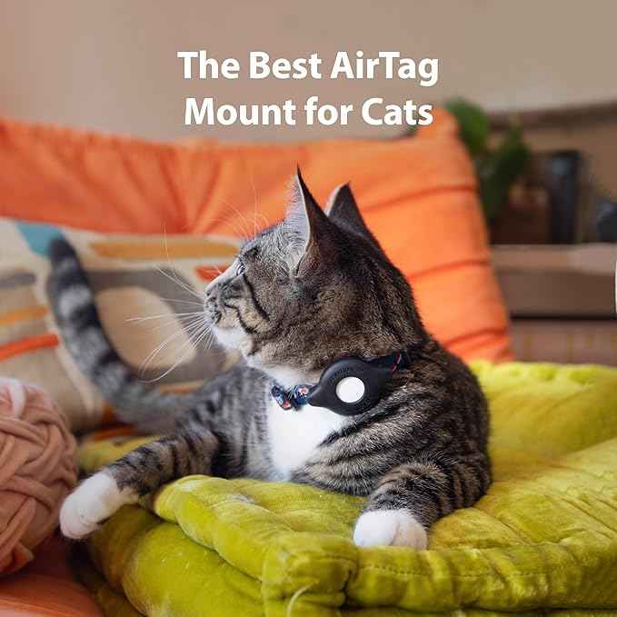 AirTag Cat Collar Mount - TagVault™ - The Secure & Compact AirTag Holder for Cats | Doesn't Dangle, for Small Dogs Too | Elevation Lab