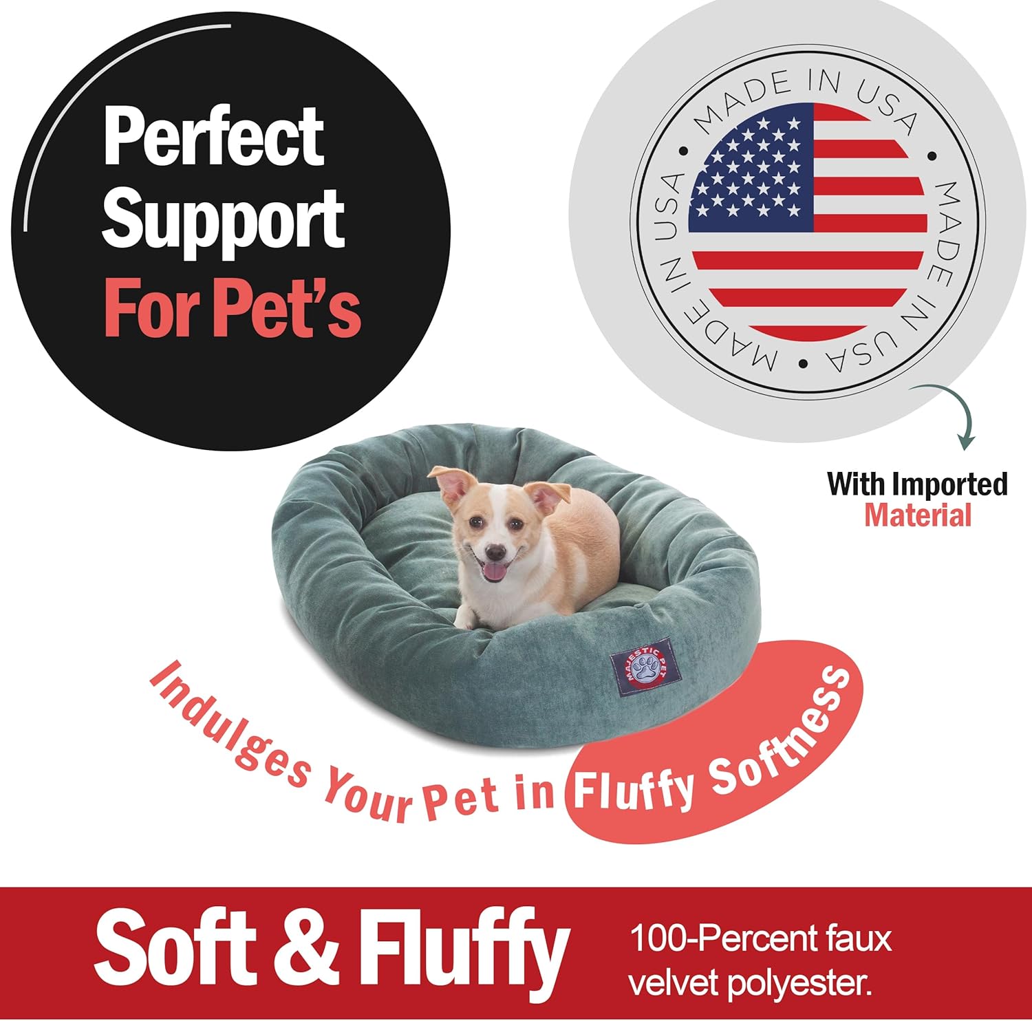 Majestic Pet 32 Inch Micro Velvet Calming Dog Bed Washable 32x23x7 (inch) – Cozy Soft Round Donut Dog Bed with Spine for Head Support - Pet Bed Medium – Azure (2025) - Pet Explorer