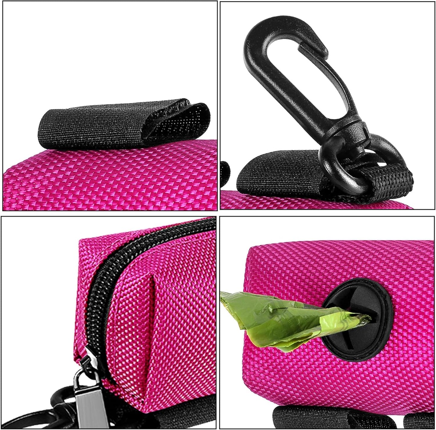 Dog Waste Bag Dispenser Pet Poop Bags Holder for Doggie Waste Bags Dispensers Soft Fabric Zipper Small Doggy Puppy Pouch for Leash Accessory Attachment with Carrier,2PC Pink - Pet Explorer