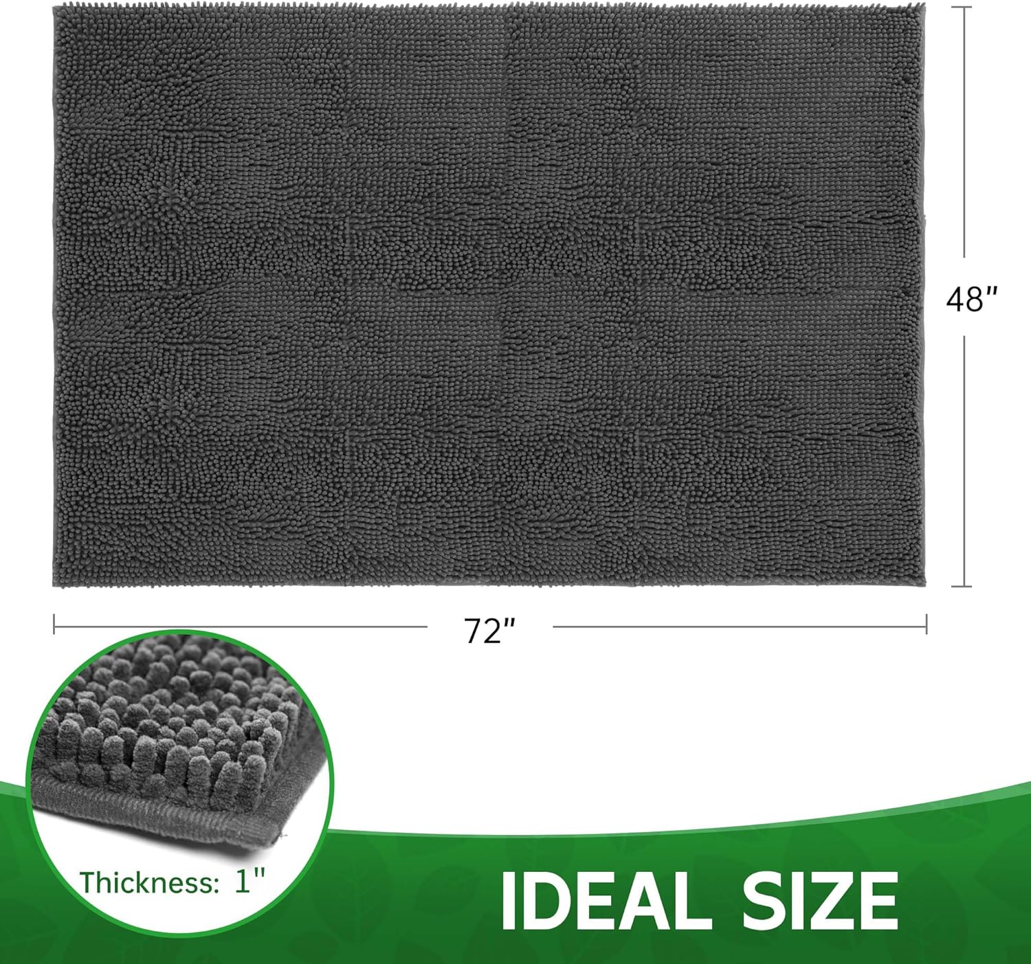 Dog Door Mat Indoor Entrance, 72" x 48" Absorbent Chenille Door Rugs for Entryway Indoor, Non-Slip Dog Mud Mat for Muddy Paws, Soft, Washable - Pet Explorer