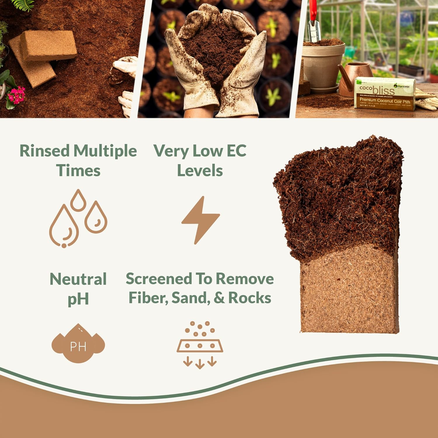 Coco Bliss Coco Coir Bricks (50-Pack, 650gm Bricks) - Organic Coco Coir for Plants - OMRI-Listed Coconut Coir for Plants - Coconut Coir Bricks - Coco Peat for Plants, Garden Soil, & Organic Mulch - Pet Explorer