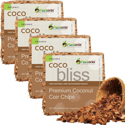 Organic Coco Chips for Plants (40lbs) - Coco Coir Chips - Coconut Husk Chips for Potting Soil, Garden Soil, & Seed Starter Soil - Coconut Mulch for Garden - Compressed Coconut Chips for Plants - Pet Explorer