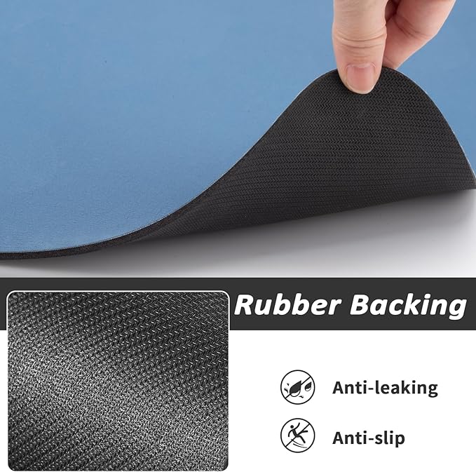 Dog Food Mat - Absorbent Cat Mat for Food and Water, No Stains Pet Feeding Bowl Mat, Easy to Clean Pet Placemats, Quick Dry Dog Water Dispenser Mat for Messy Drinkers | Paw Blue 12"x 19"
