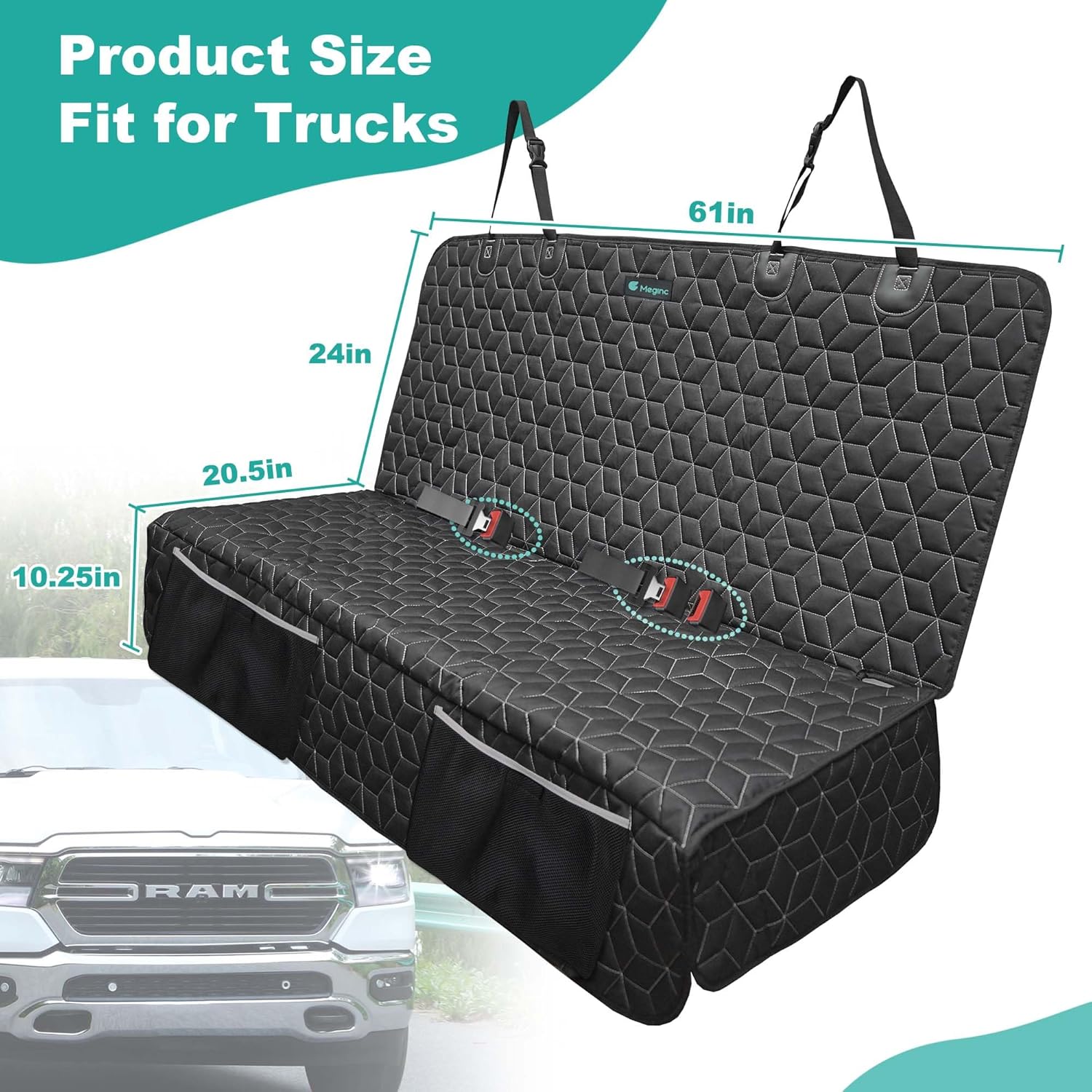 Dog Car Seat Covers for Back Seat,Waterproof Pet Bench Seat Covers for Trucks Ford f150/Ram1500/Nissan Frontier/Toyota Tacoma/GMC Canyon/Silverado Scratch Nonslip Truck Seat Cover for Dogs - Pet Explorer