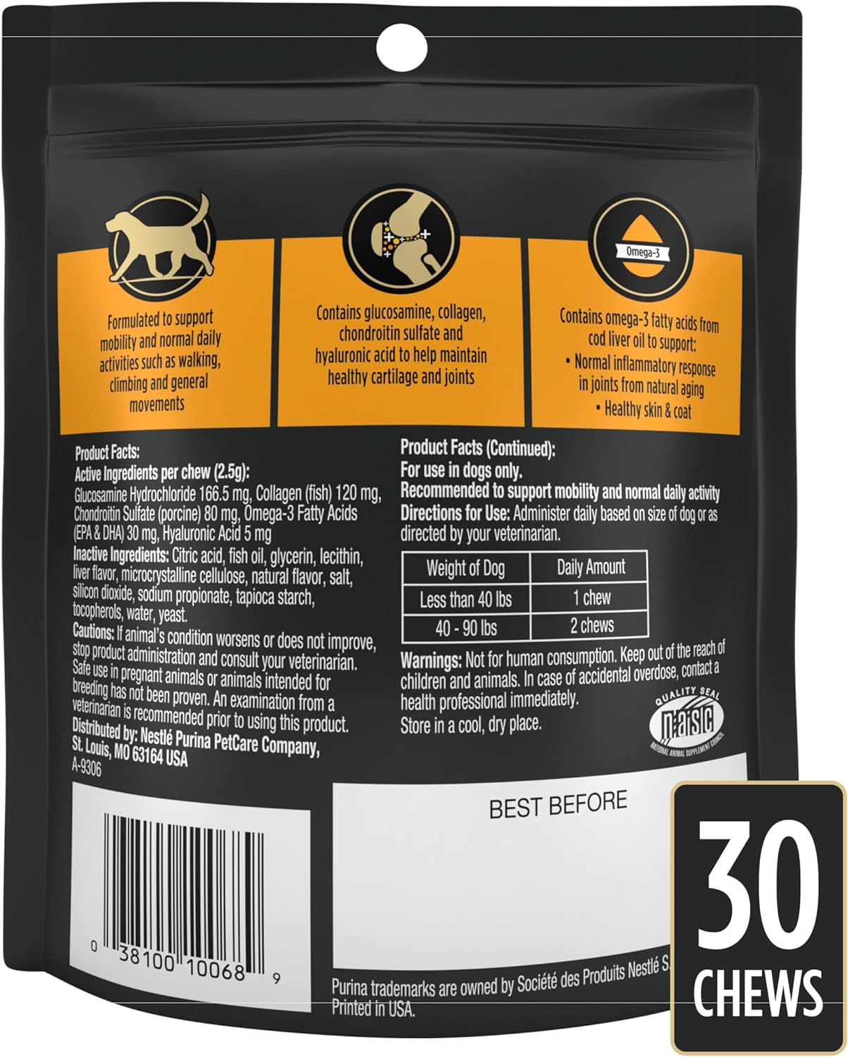 Purina Pro Plan Veterinary Joint Care Joint Supplement for Small Breed Dogs Hip and Joint Supplement - 2.65 oz. Pouch - Pet Explorer