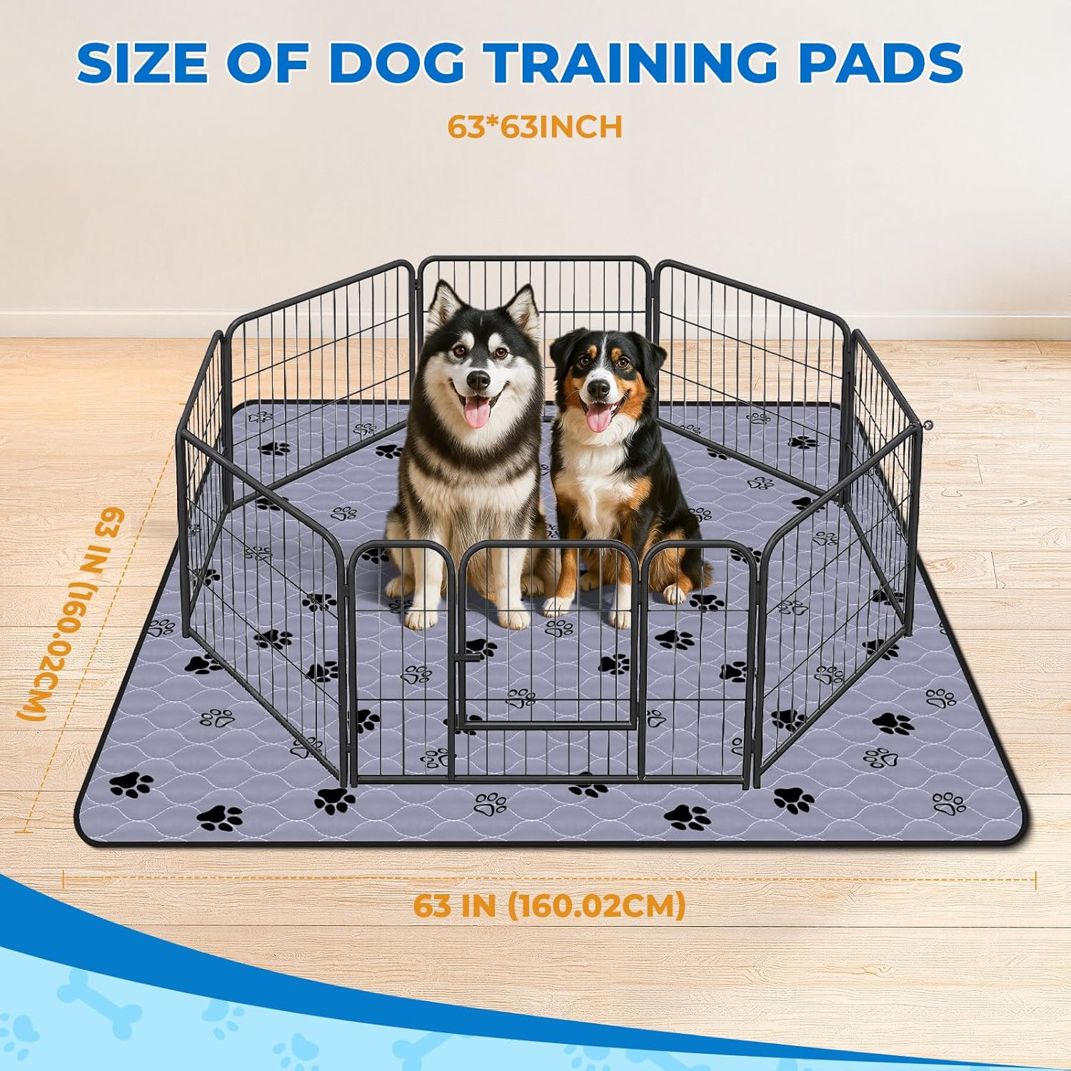 Fostanfly Non-Slip Washable Pee Pads for Dogs, 2 Pack Large 63"x63" Ultra-Absorbent and Leak-Proof Reusable Potty Training Pads for Dogs and Cats Puppy Pads - Pet Explorer