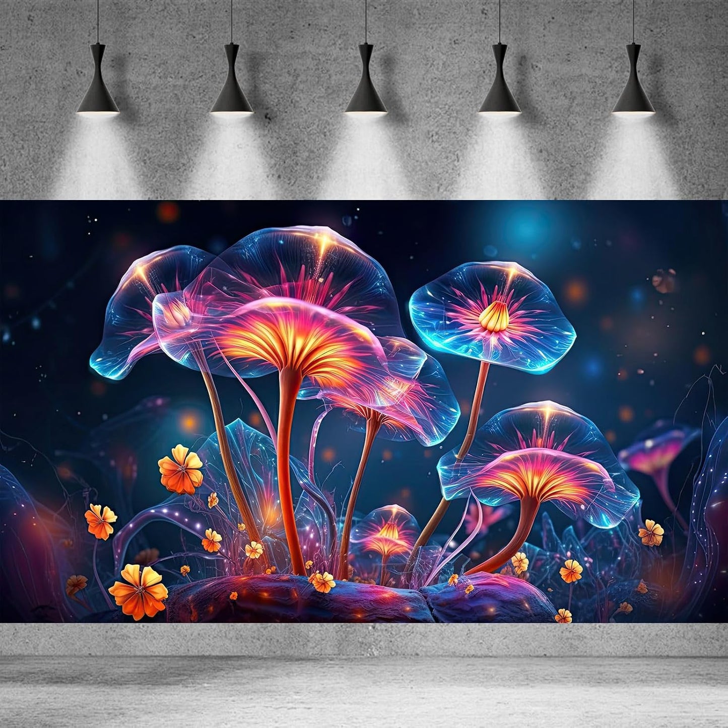 Flower Aquarium Background Modern Style Bluebell Blooming Flower Floral Design Terrarium Background Mysterious Elegant Glowing Fantasy Flower Fish Tank Backdrop Poster Decorations Vinyl 48x20in - Pet Explorer