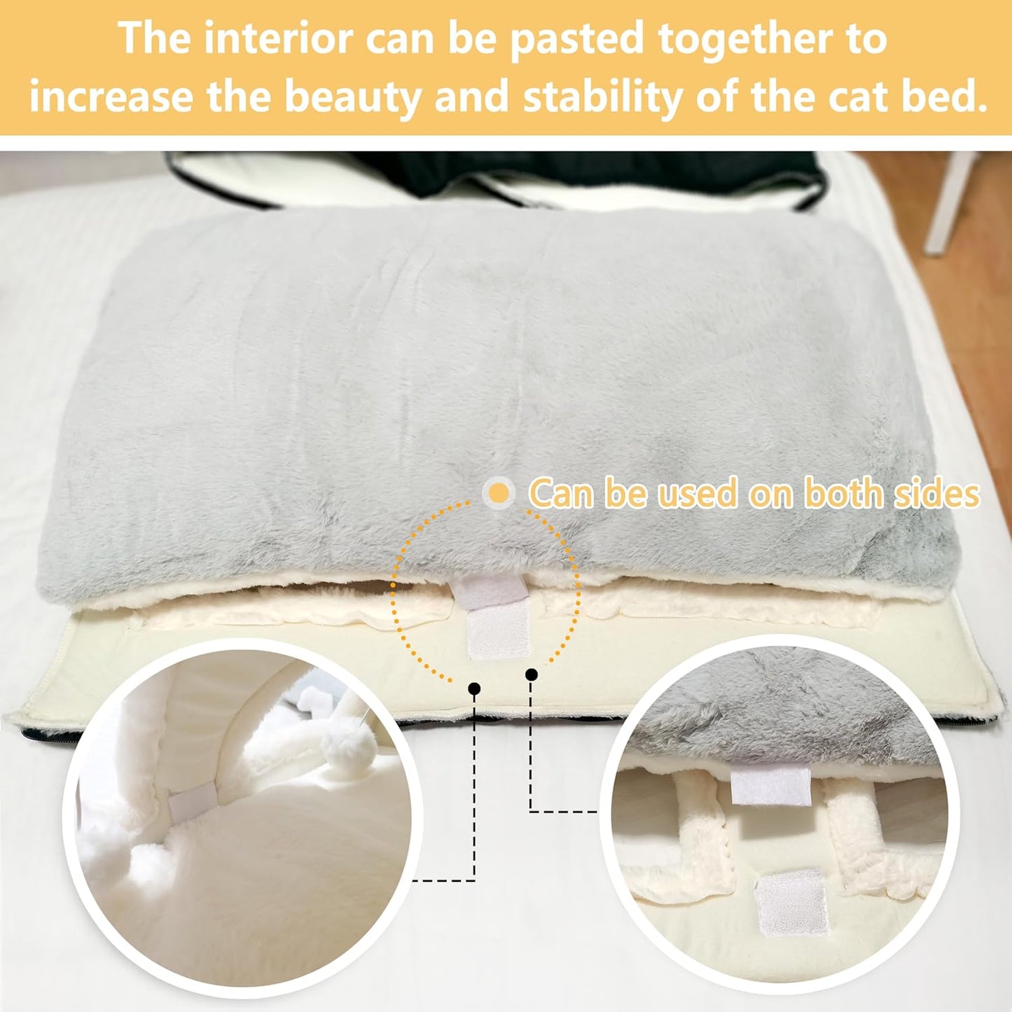 Cat Bed for Indoor Cats，Foldable cat cave，Anti-Slip & Water-Resistant Bottom，cat Houses for Indoor Cats or Small Dogs, Kitten Tent, Rabbit Double Hole Bed:(27.5"×15.3"×15.3" - Pet Explorer