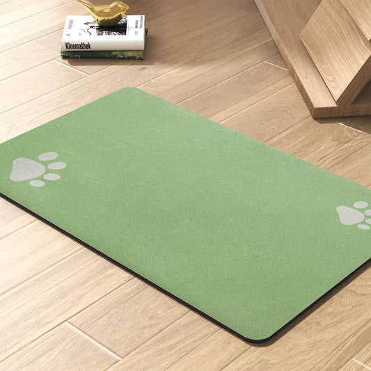 Pet Feeding Mat-Absorbent Dog Mat for Food and Water Bowl-No Stains Quick Dry Water Dispenser Mat-Dog Accessories Pet Supplies-Bowl for Messy Drinkers（Green,17"x28" - Pet Explorer