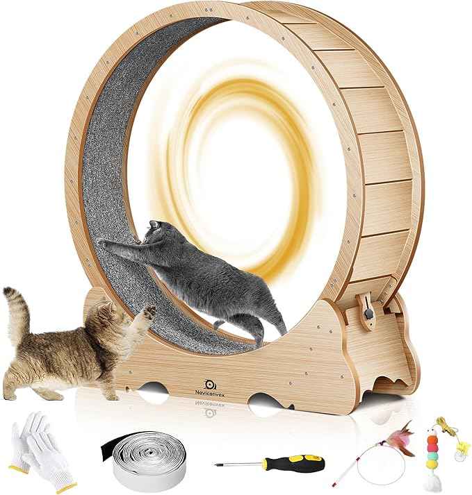 Cat Wheel, 53" XXL Large Cat Treadmill for Indoor Pets, Cats Exercise Running Wheel with Detachable Carpet, Quiet and Sturdy, Suitable for Most Cats Running/Walking/Training
